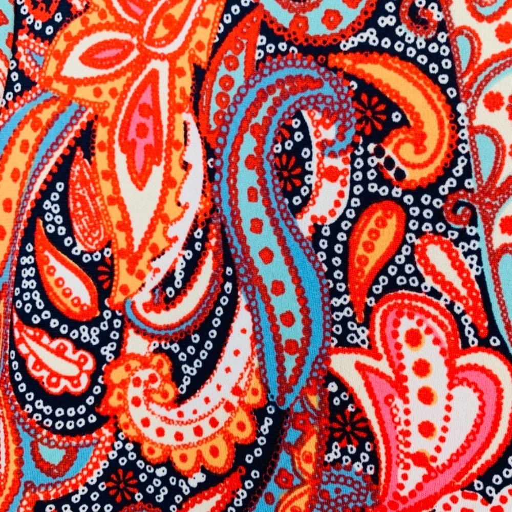 Chico's Paisley Shirt Chicos Size 1 = US Medium Stretchy Slinky Keyhole Back - Picture 6 of 13